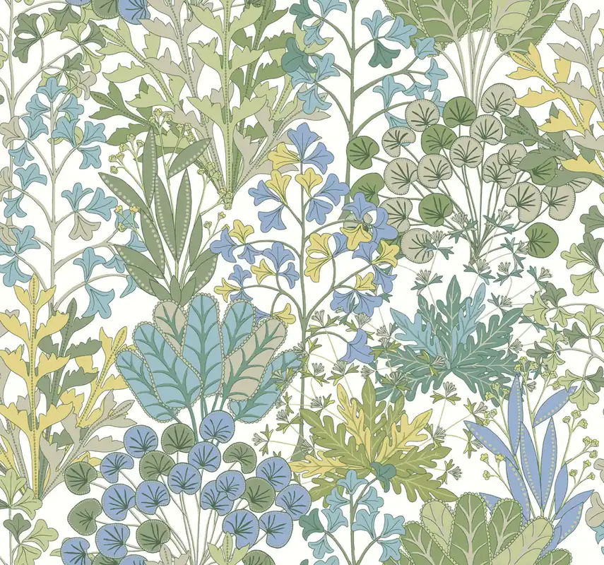 Jetzt Kaufen Weiße Vliestapete mit Pflanzen und Blättern, BL1814, Blooms Second Edition Resource Library, York