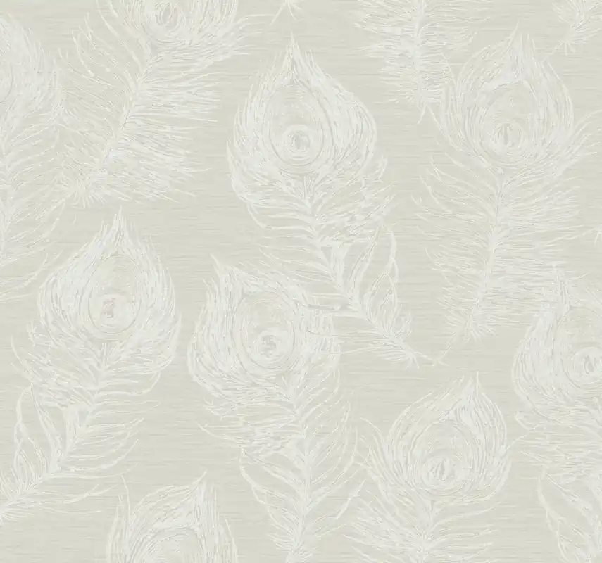 Grau-weiße Vliestapete mit Pfauenfedern, EV3944, Candice Olson Casual Elegance, York Beliebt
