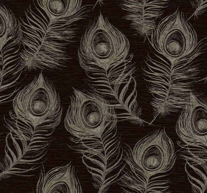 Schwarze Vliestapete mit Pfauenfedern, EV3942, Candice Olson Casual Elegance, York Sichere Zahlung