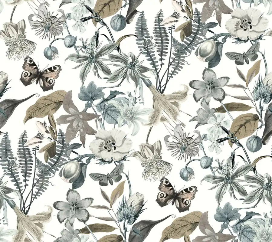 Solange Der Vorrat Reicht Vliestapete mit Blumen und Schmetterlingen, BL1722, Blooms Second Edition Resource Library, York