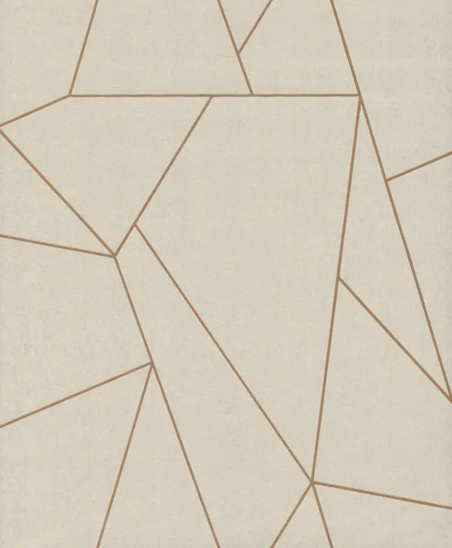Beige-goldene geometrische Tapete, NW3500, Modern Metals, York Neu