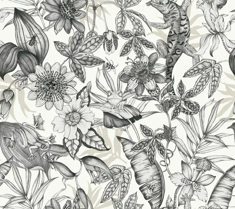 Nur Für Kurze Zeit Schwarz-weiße Vliestapete, tropischer Wald, BL1703, Blooms Second Edition Resource Library, York
