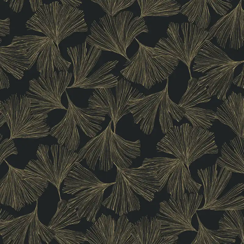 Schwarze Tapete, goldene Ginkgoblätter DD3742, Dazzling Dimensions 2, York Wochenendangebot