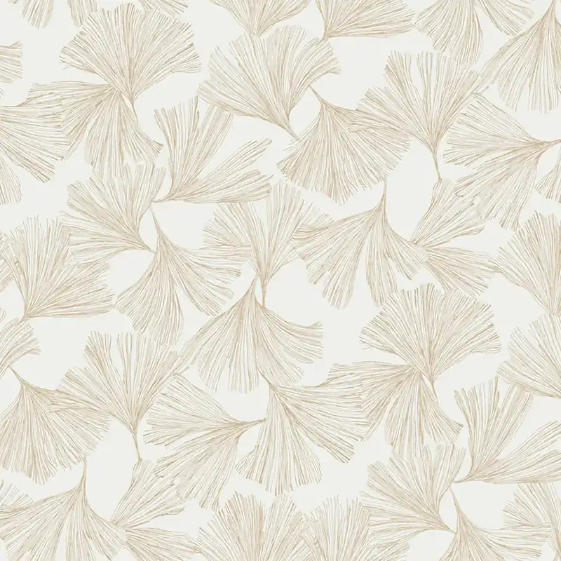 Weiße Tapete, goldene Ginkgoblätter DD3741, Dazzling Dimensions 2, York Markenware