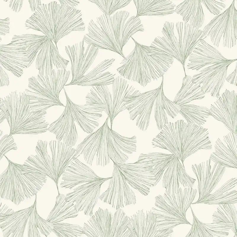 Weiße Tapete, grüne Ginkgoblätter DD3745, Dazzling Dimensions 2, York Echt
