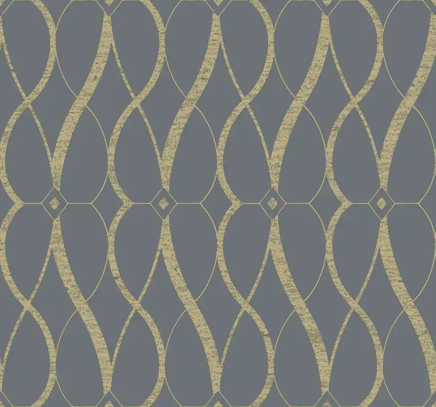 Finale Aktion Geometrische Tapete in Grau und Gold, MD7176, Modern Metals, York