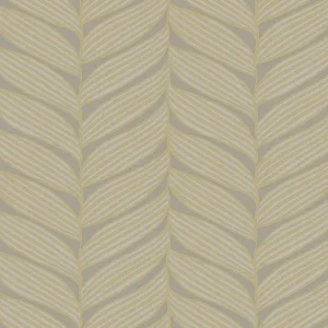 Aktuell Graugoldene Tapete, Blätter, MD7164, Modern Metals, York