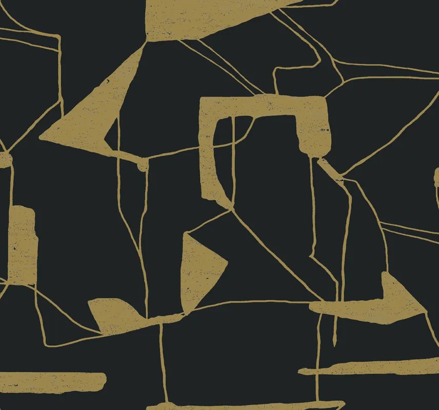 Schwarz-goldene geometrische Tapete, MD7115, Modern Metals, York Echt