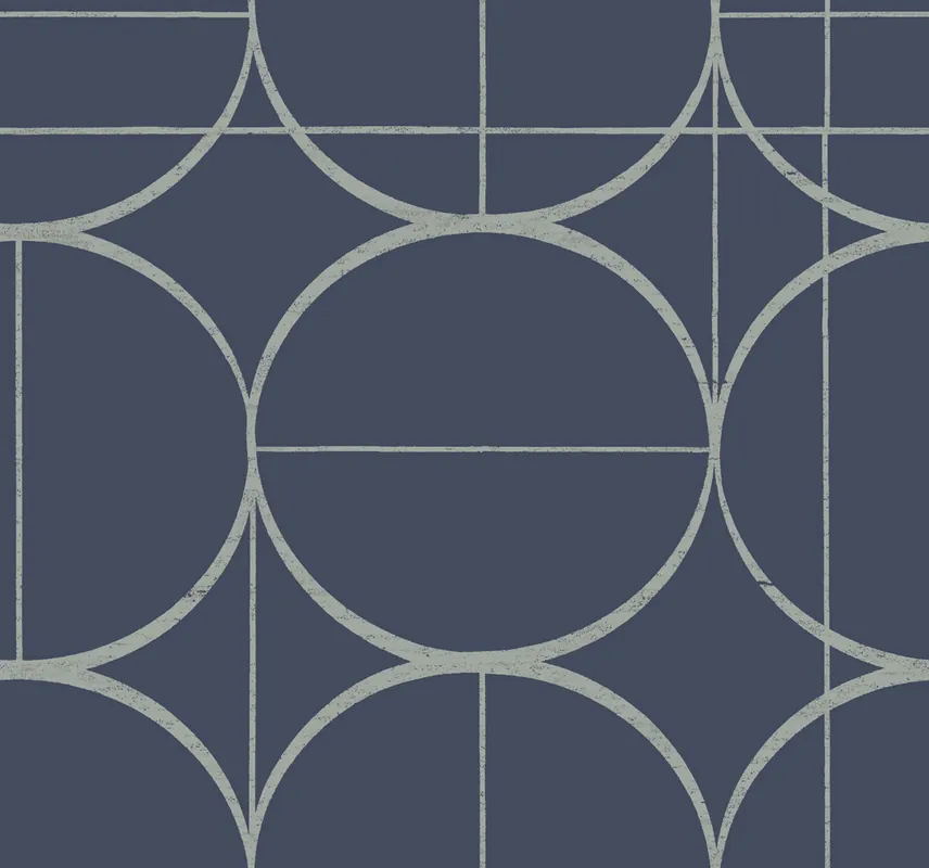 Markenware Geometrische Tapete in Blau und Silber, MD7204, Modern Metals, York