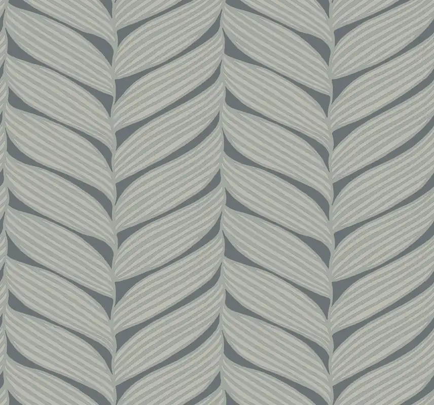 Grau-silberne Tapete, Blätter, MD7163, Modern Metals, York Beliebt