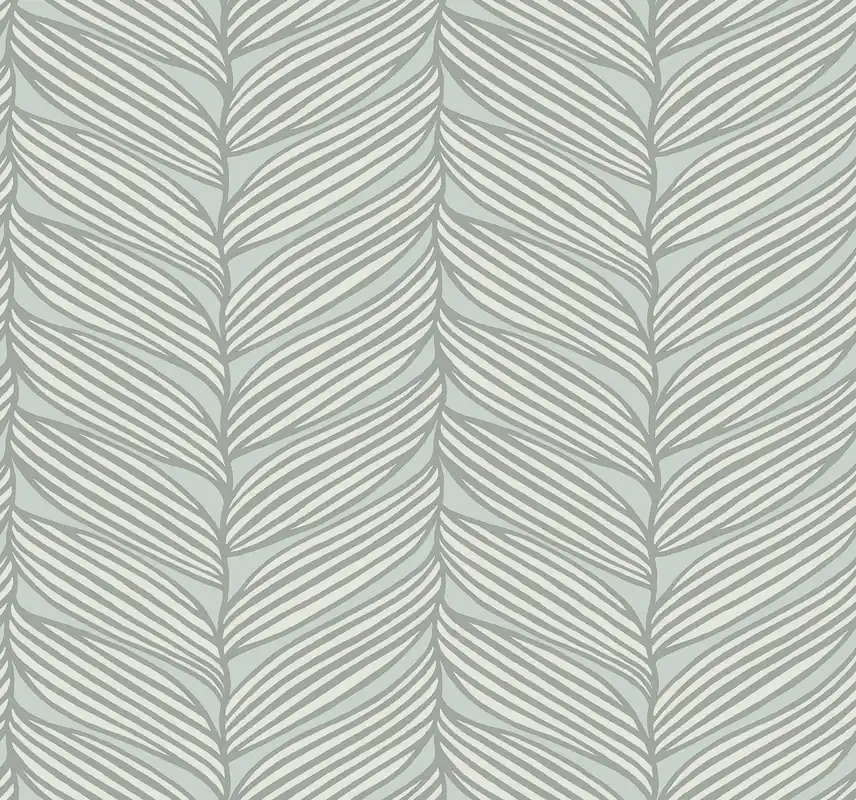 Blau-silberne Tapete, Blätter, MD7165, Modern Metals, York Nur Für Kurze Zeit