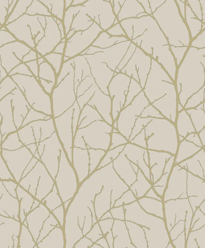 Beige-goldene Tapete mit Baumzweigen, MD7122, Modern Metals, York Sonderaktion