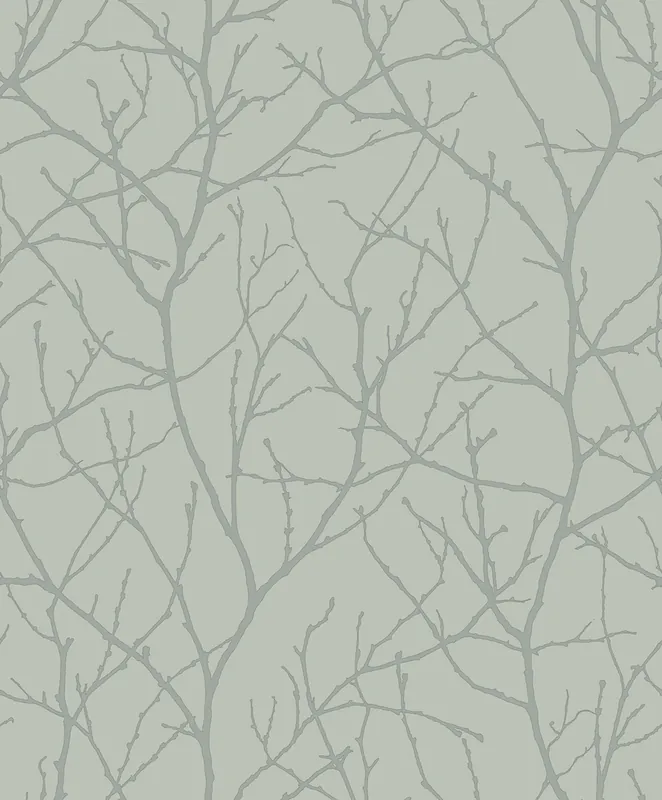 Grün-silberne Tapete, Baumzweige, MD7124, Modern Metals, York Bestseller