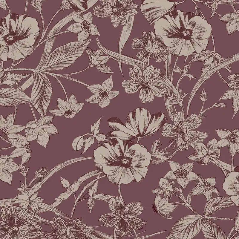 Brombeerfarbene Vliestapete, metallische Blumen, 121086, Laura Ashley 3 Solange Der Vorrat Reicht