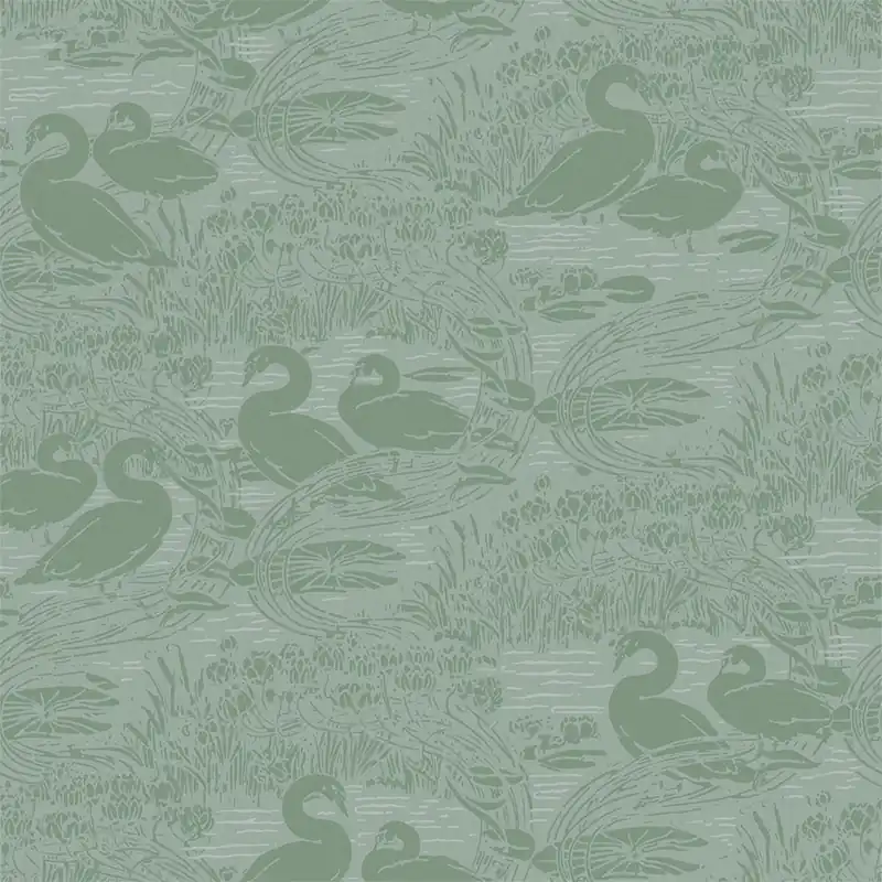 Echt Grüne Vliestapete, Natur, Schwäne, 118472, Laura Ashley 3