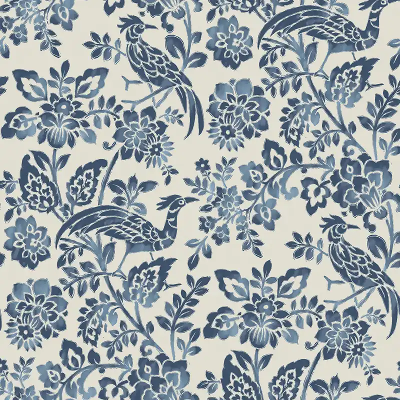 Schnäppchen Blau-weiße Vliestapete mit Blumen und Vögeln, 121067, Laura Ashley 3