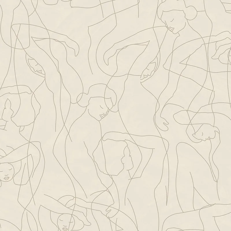 Ausverkauf Grafische Vliestapete, Figurenumrisse, creme, SO27043, Soleado, Decoprint