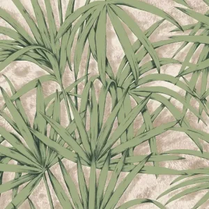 Versand Am Gleichen Tag Luxuriöse beige Vliestapete mit grünen Blättern, Z77543, Savana, Zambaiti Parati