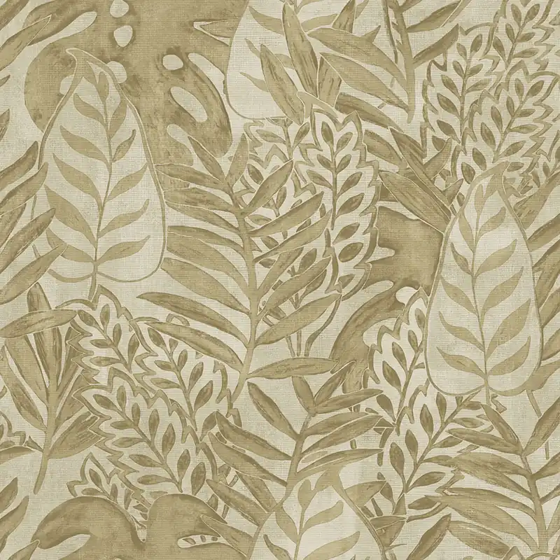 Beigefarbene Tapete, Blätter, textile Textur TA25061 Tahiti, Decoprint Billig