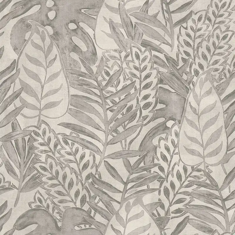 Beigefarbene Tapete, Blätter, textile Textur TA25060 Tahiti, Decoprint Preis Gesenkt