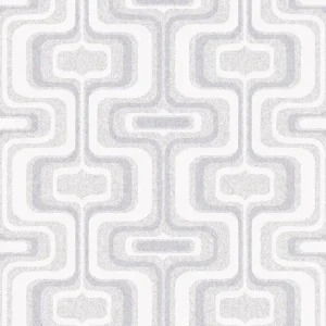 Echt Grau-silberne Retro-Vliestapete mit geometrischem Muster, Z77522, Savana, Zambaiti Parati