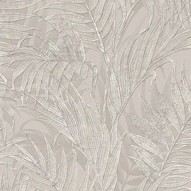 Luxus silbergraue Tapete, Palmblätter GR322103, Grace, Design ID Letzte Chance