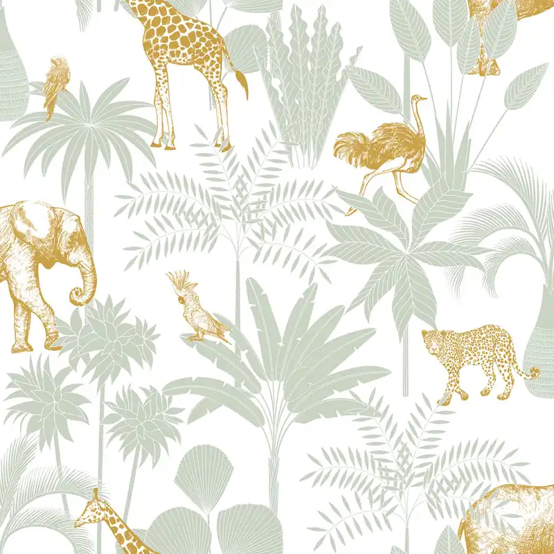 Kindertapete mit Palmen und Tieren, 976-4, Mika, ICH Wallcoverings Bestpreis