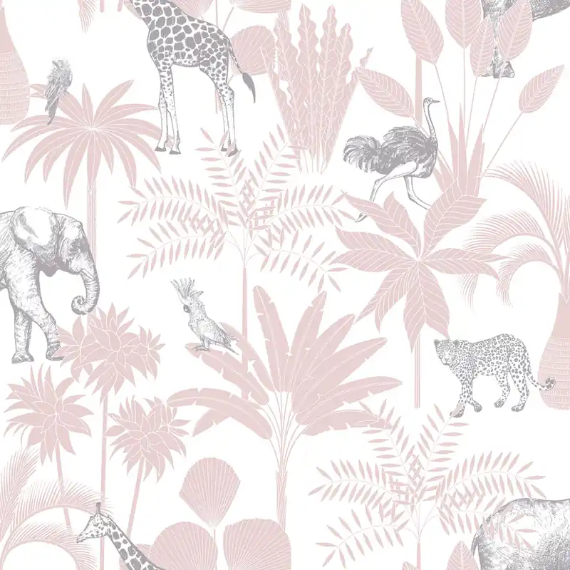 Preisknaller Kindertapete mit Palmen und Tieren, 976-3, Mika, ICH Wallcoverings