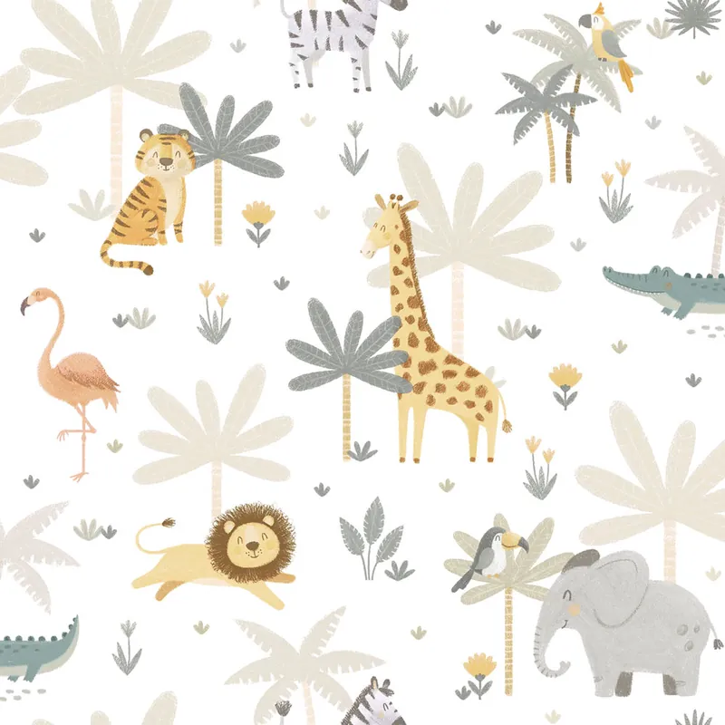 Heißes Angebot Kindertapete mit Dschungeltieren, 974-1, Mika, ICH Wallcoverings