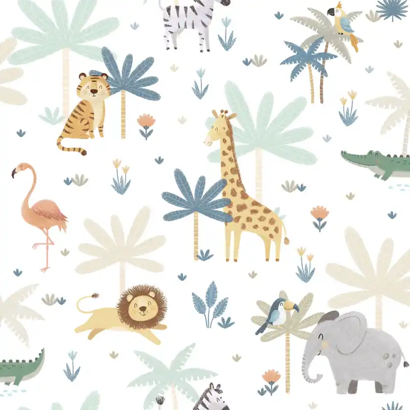 Kindertapete mit Dschungeltieren, 974-2, Mika, ICH Wallcoverings Versand Am Gleichen Tag