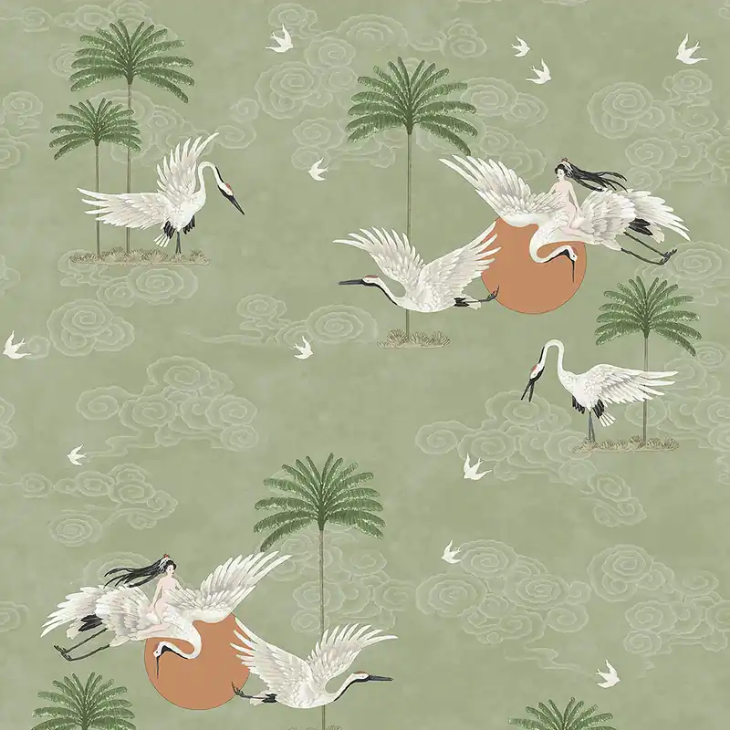 Super-Preis Grüne romantische Tapete, Natur 6501-3, Batabasta, ICH Wallcoverings