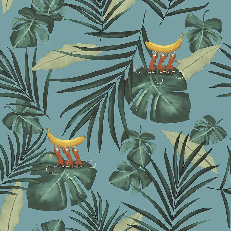 Aktuell Türkisfarbene Tapete, Natur 6502-1, Batabasta, ICH Wallcoverings