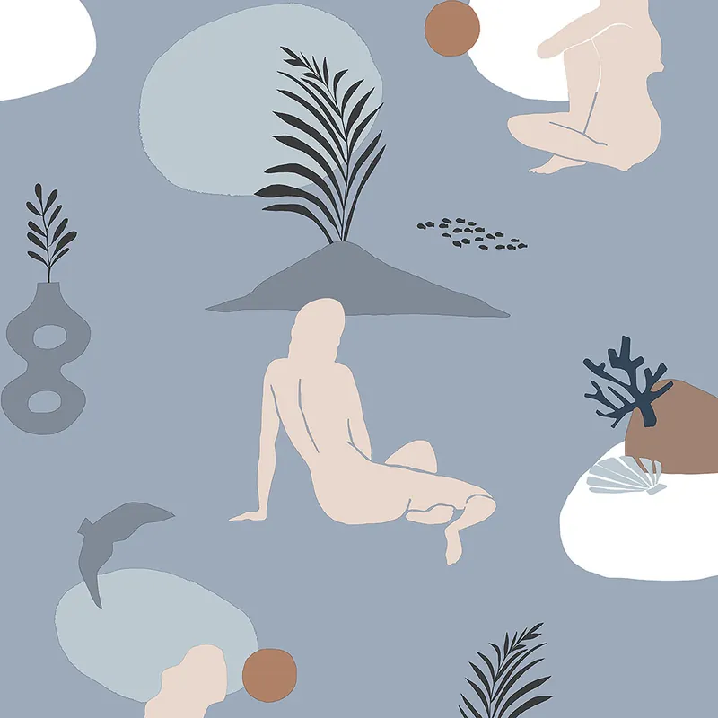 Blaue Tapete, Frauen am Strand 6503-1, Batabasta, ICH Wallcoverings Neue Ware