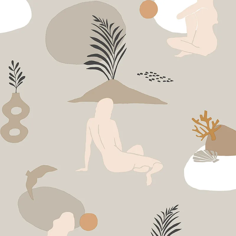 Beige Tapete, Frauen am Strand 6503-4, Batabasta, ICH Wallcoverings Must-Have