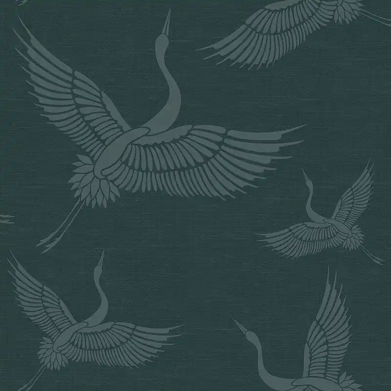 Tapete - fliegende Vögel, Kraniche - Stoff Textur, Vliestapete 347759, Natural Fabrics, Origin Sonderaktion