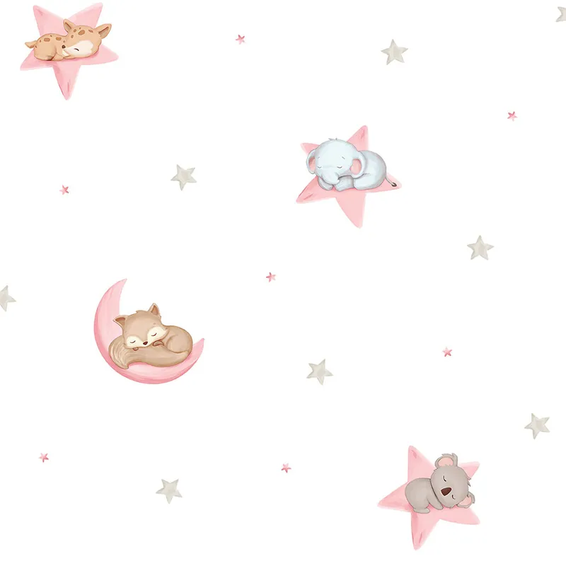 Papier, Kindertapete mit Sternen und Tieren 450-2, Pippo, ICH Wallcoverings Neu
