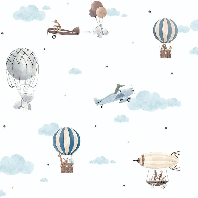 Online Kaufen Papier, Kindertapete mit Tieren, Flugzeugen, Luftballons 456-1, Pippo, ICH Wallcoverings