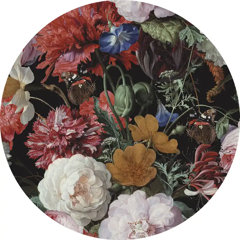 Vorgeklebte kreisförmige florale Vliestapete, PLC021, Platinum Shapes, Decoprint Nur Heute