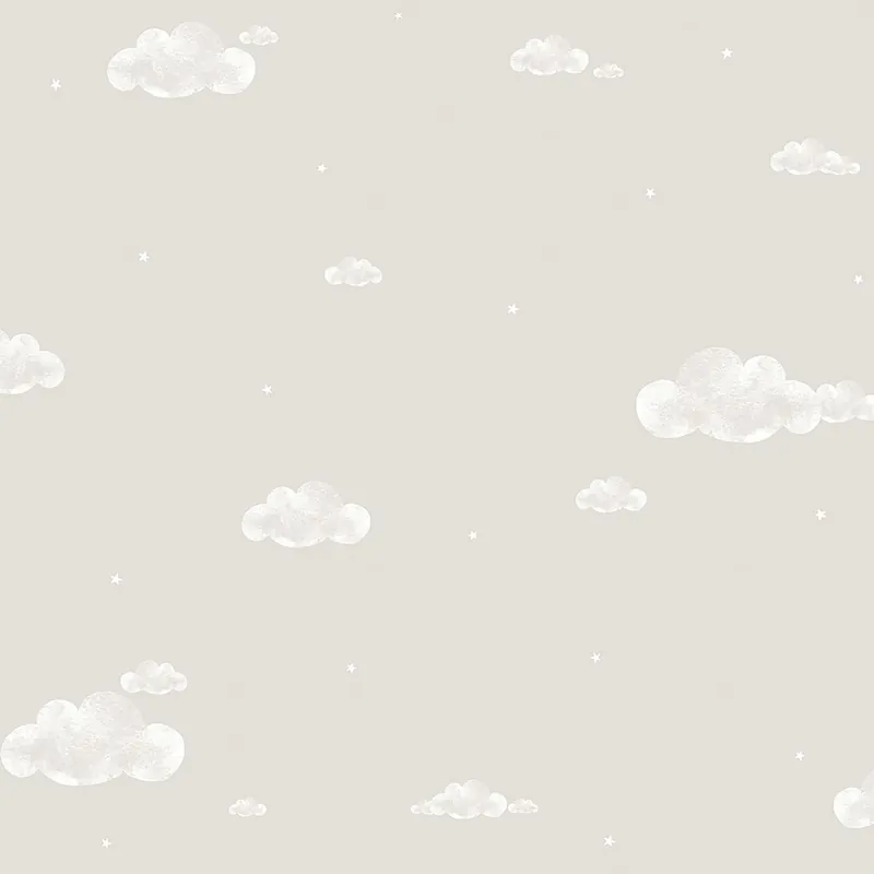 Expressversand Graue Papiertapete, Wolken, Himmel, Sterne 458-4, Pippo, ICH Wallcoverings